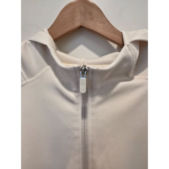Lululemon Softstreme Full-Zip Cropped Light Ivory Athleisure Hoodie Sz 14 - Picture 6 of 10